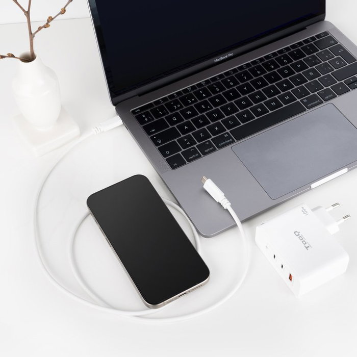 Nanocable Cable USB 2.0 USB-C a USB-C 3A, 1 m, Blanco
